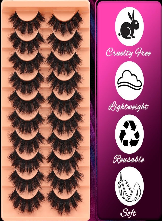 Veleasha Fluffy Lashes D Curl Faux Mink Eyelashes Soft Volume False Eyelashes Downy Fuzz Fake Lashes 10-18MM Thick Dramatic 10 Pairs Eyelash Pack (6D31) - Image 4